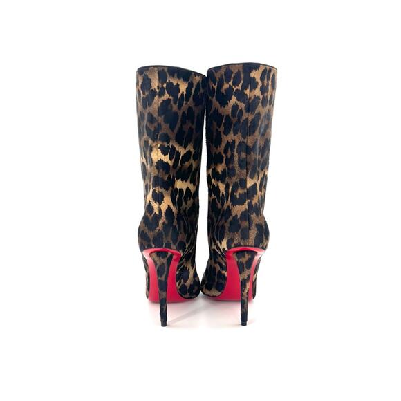 NEW Christian Louboutin Astrilarge Booty 100 Leopard Print Hair On Boots 38 - Picture 4 of 7